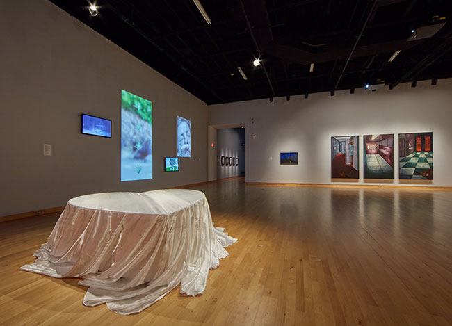 Installation view of Someday You�ll Have To Say It Out Loud: MFA Graduation Exhibition at USF Contemporary Art Museum. Photo: Will Lytch.